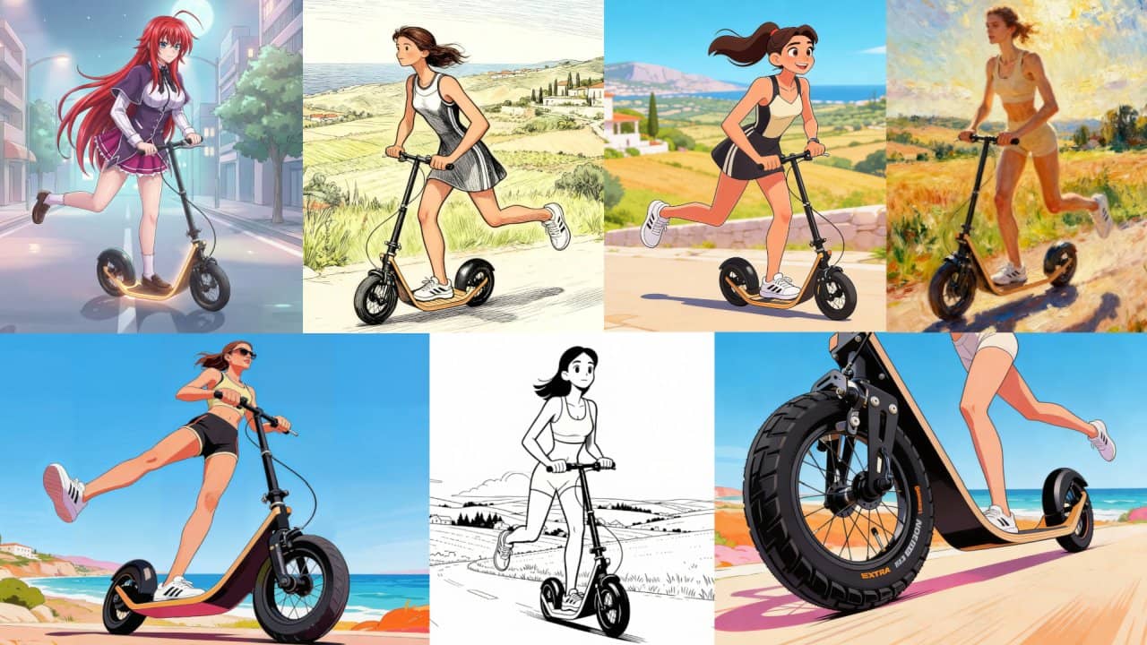 illustration for gratitude journal questions: boardy scooters drawings on a montage