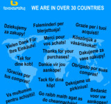 Boardy Worldwide boardy graphic showing “thanks for your purchase” in multiple languages over a world map, highlighting presence in over 30 countries.