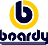 Vintage Boardy Logo vintage boardy logo in yellow and navy blue.
