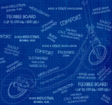 Key Features blueprint illustration of boardy adult scooter with labels of key features